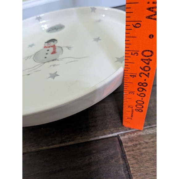 Large Farval Portugal White Cake Server Stand Pedestal Snowman Christmas New - Picture 5 of 8